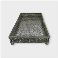 Olivia Riegel Windsor Silver Tone Jeweled Tray Guest Towel / Napkin